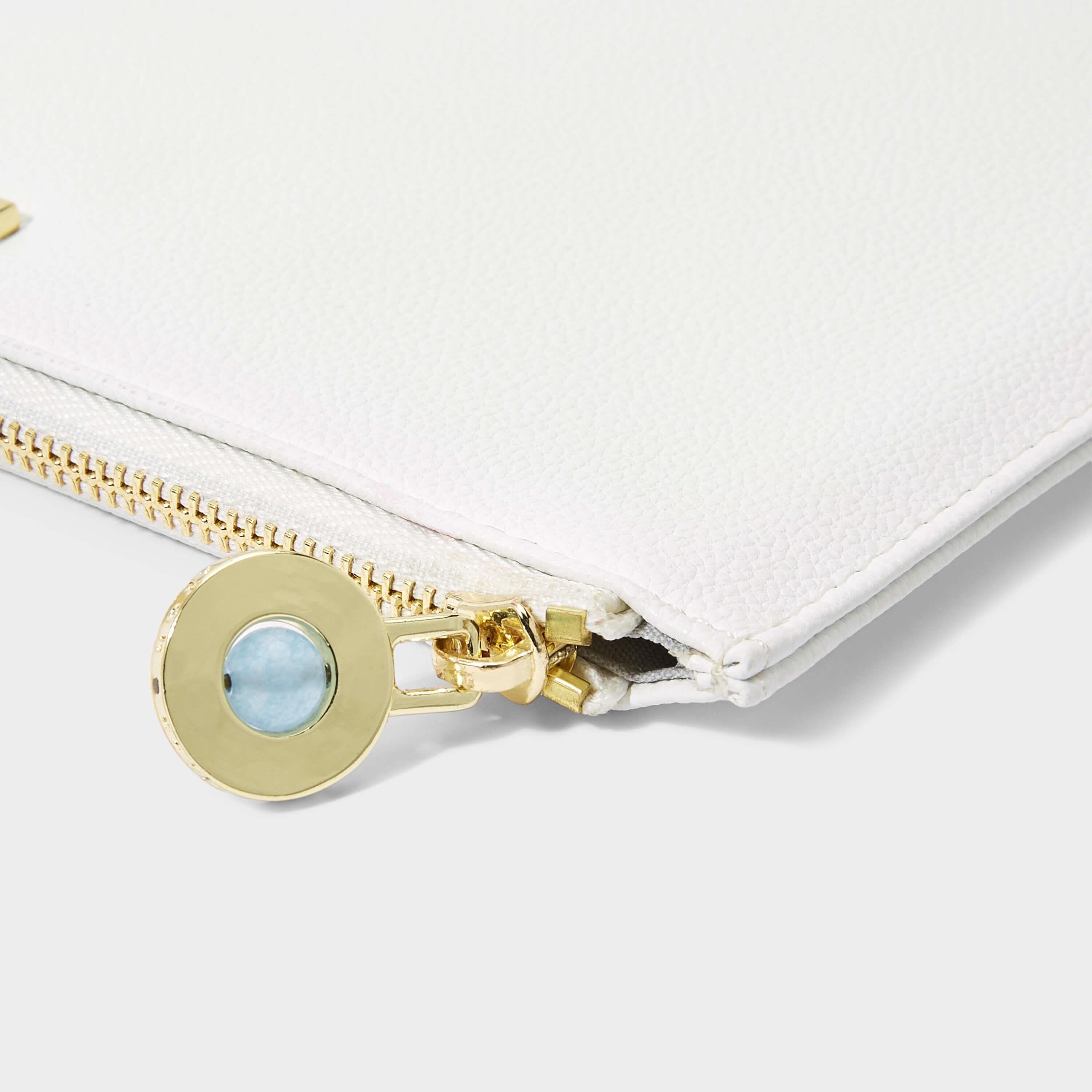 Bridal Semi-Precious Stone Pouch | Something Blue For When You Say I Do | White/ Aqua | 16 X 24 X 1.5cm