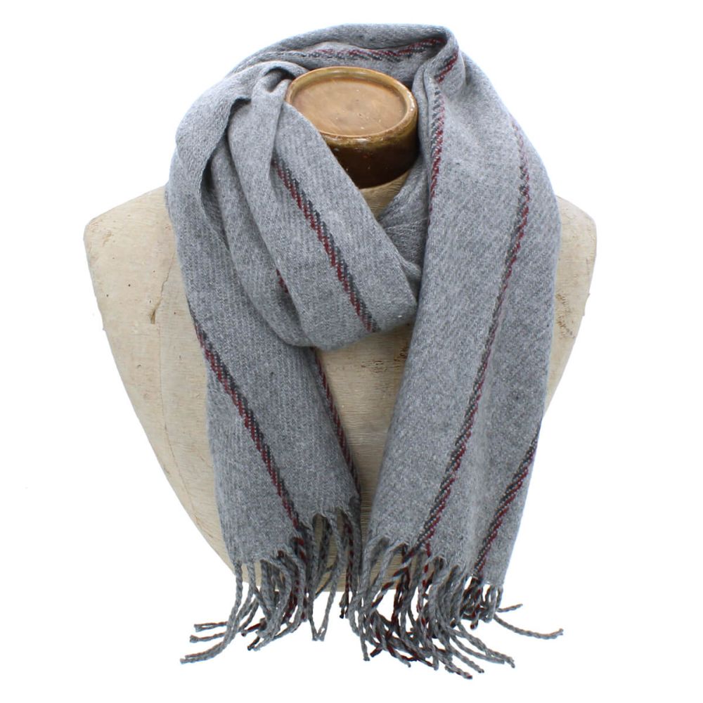 Henry Men's Wide Stripe Grey Scarf
