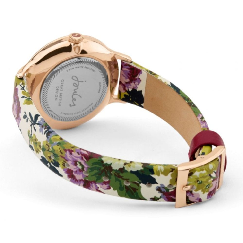 Cream Floral Printed Strap White Dial Ladies Watch