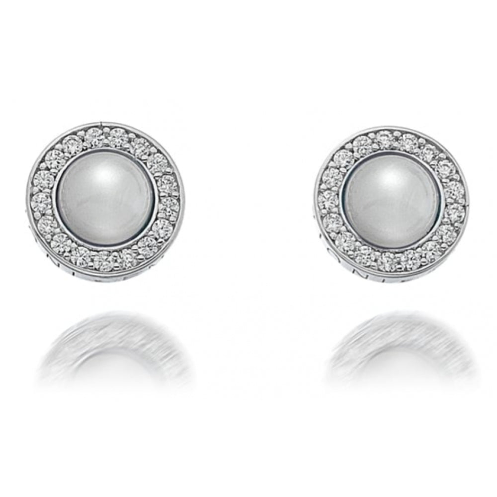 Silver White CZ and MOP studs
