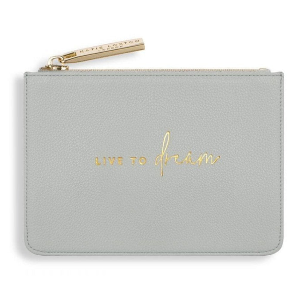 Stylish Structured Coin Purse | Live To Dream | Pale Grey | 7.7 X 10.7 X 2.7cm