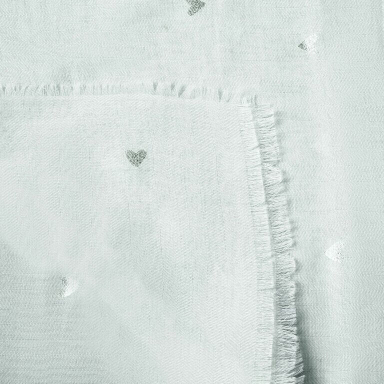 Small Heart Scarf Duck Egg Blue / Silver