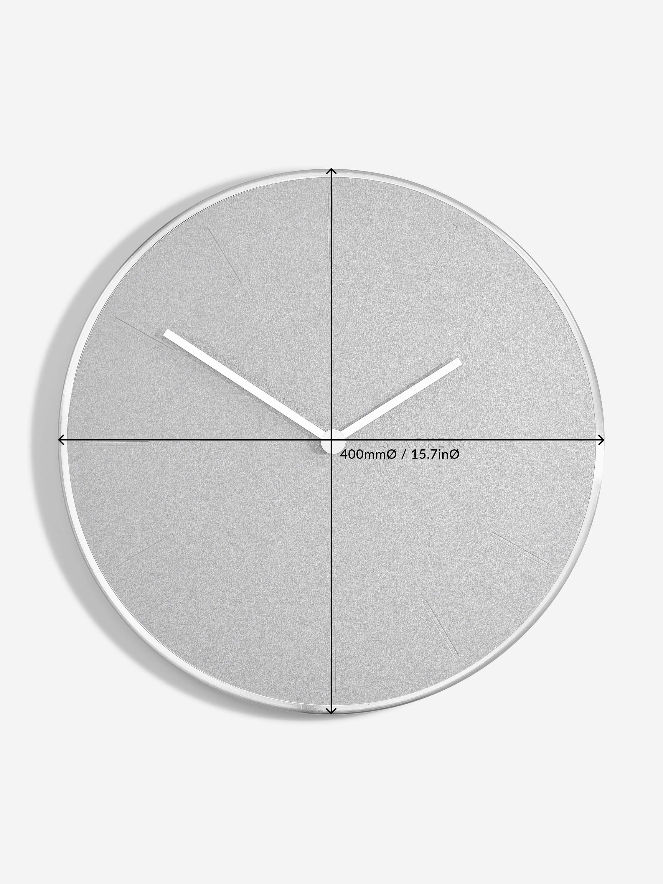 Brushed Chrome & Grey PU Clock