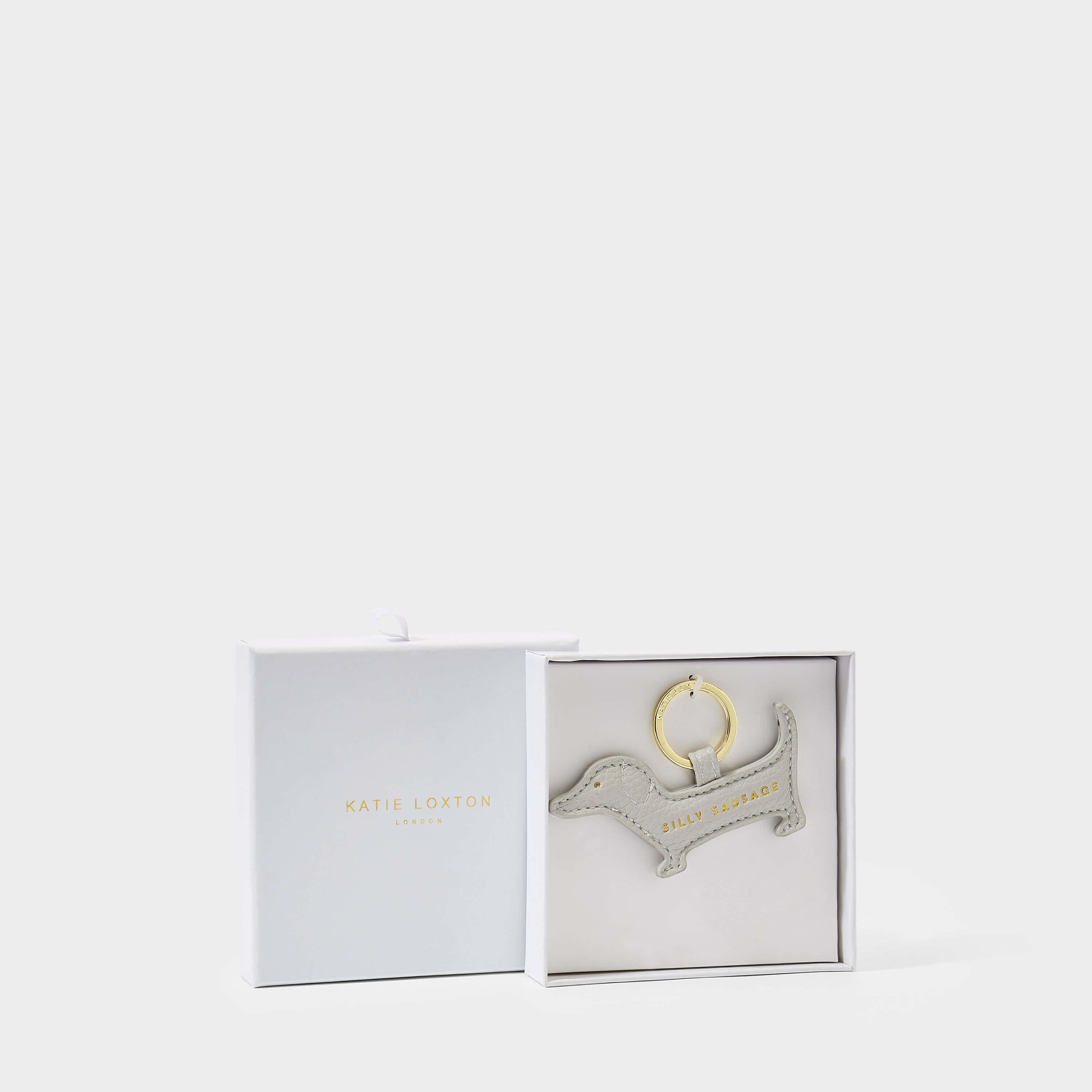 Beautifully Boxed Keyring | Silly Sausage | Grey