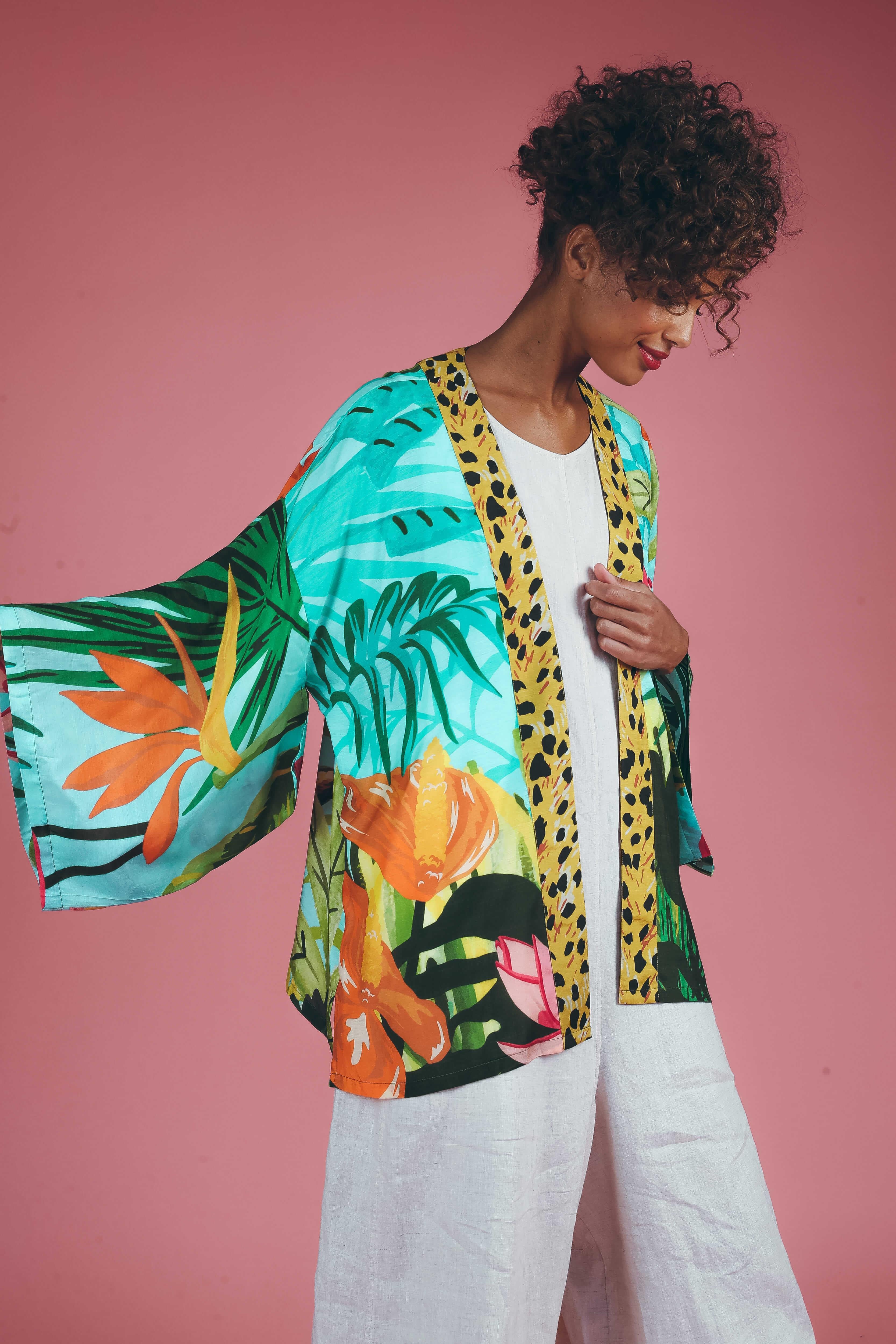 PRINTED KIMONO JACKET - Cheetah