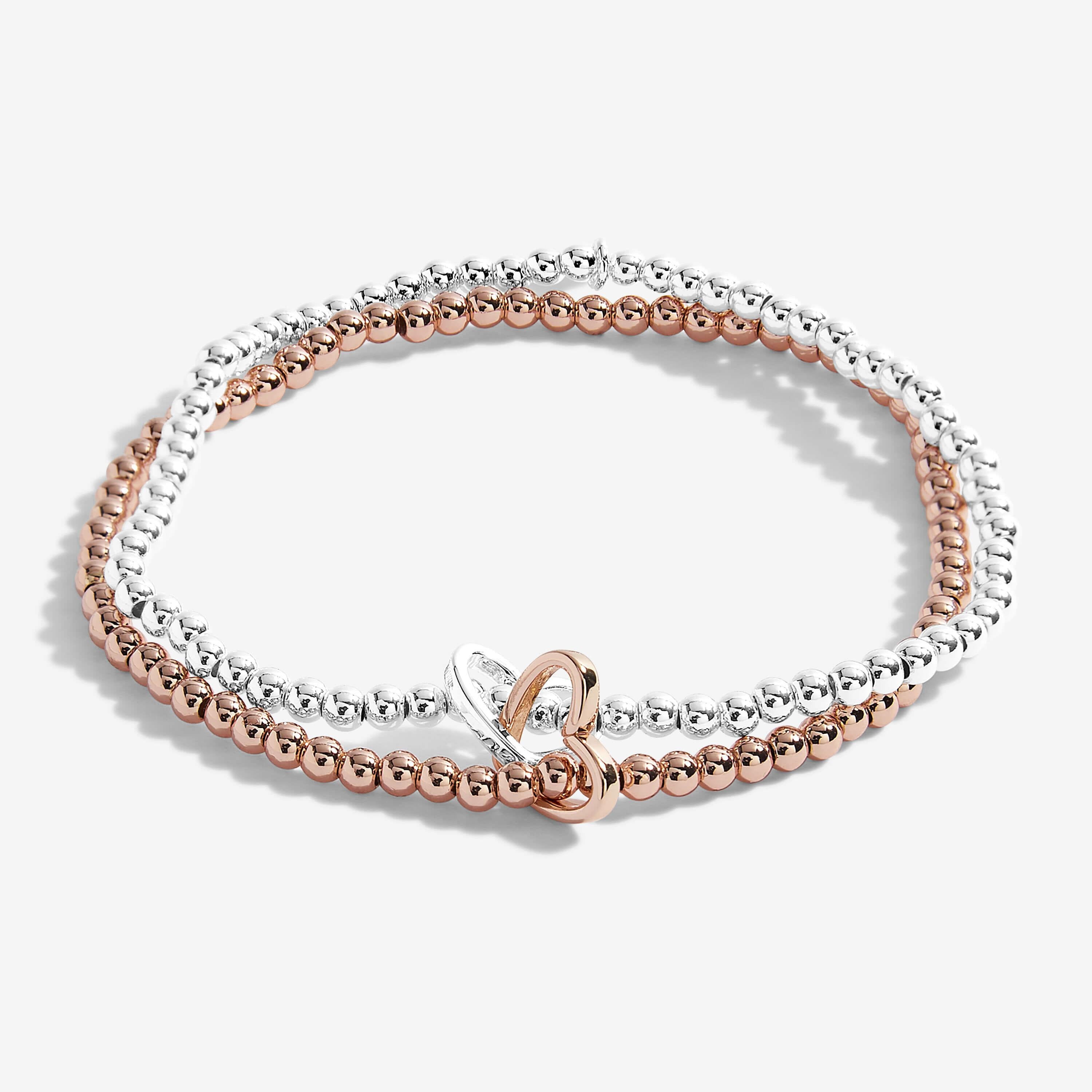 Lila | Heart | Silver And Rose Gold | Bracelet | 17.5cm Stretch