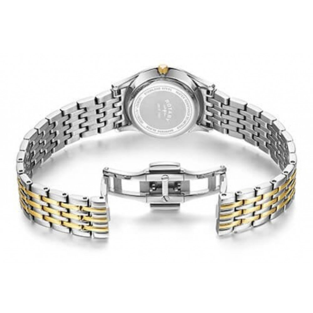 Ultra Slim White Dial Two Tone Stainless Steel Strap Ladies Watch