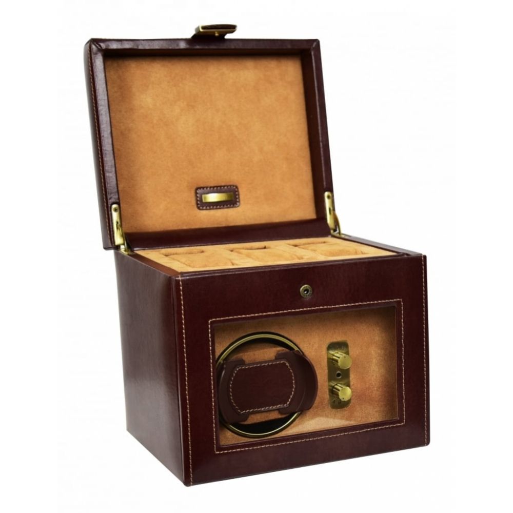 Brown Leather Watch Winder And Storage Box