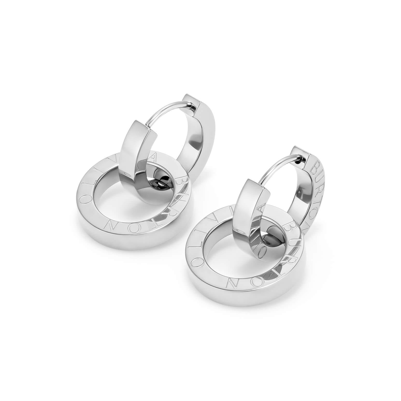 Signature Honeycomb Toggle Silver Tone Hoop Earrings