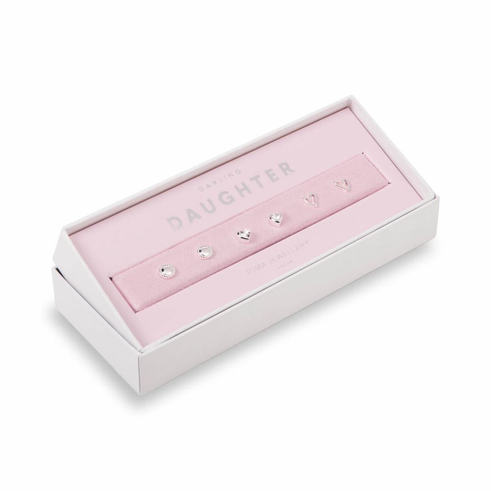 Occasion Earring Box | Darling Daughter | Silver | Set Of 3 Earrings