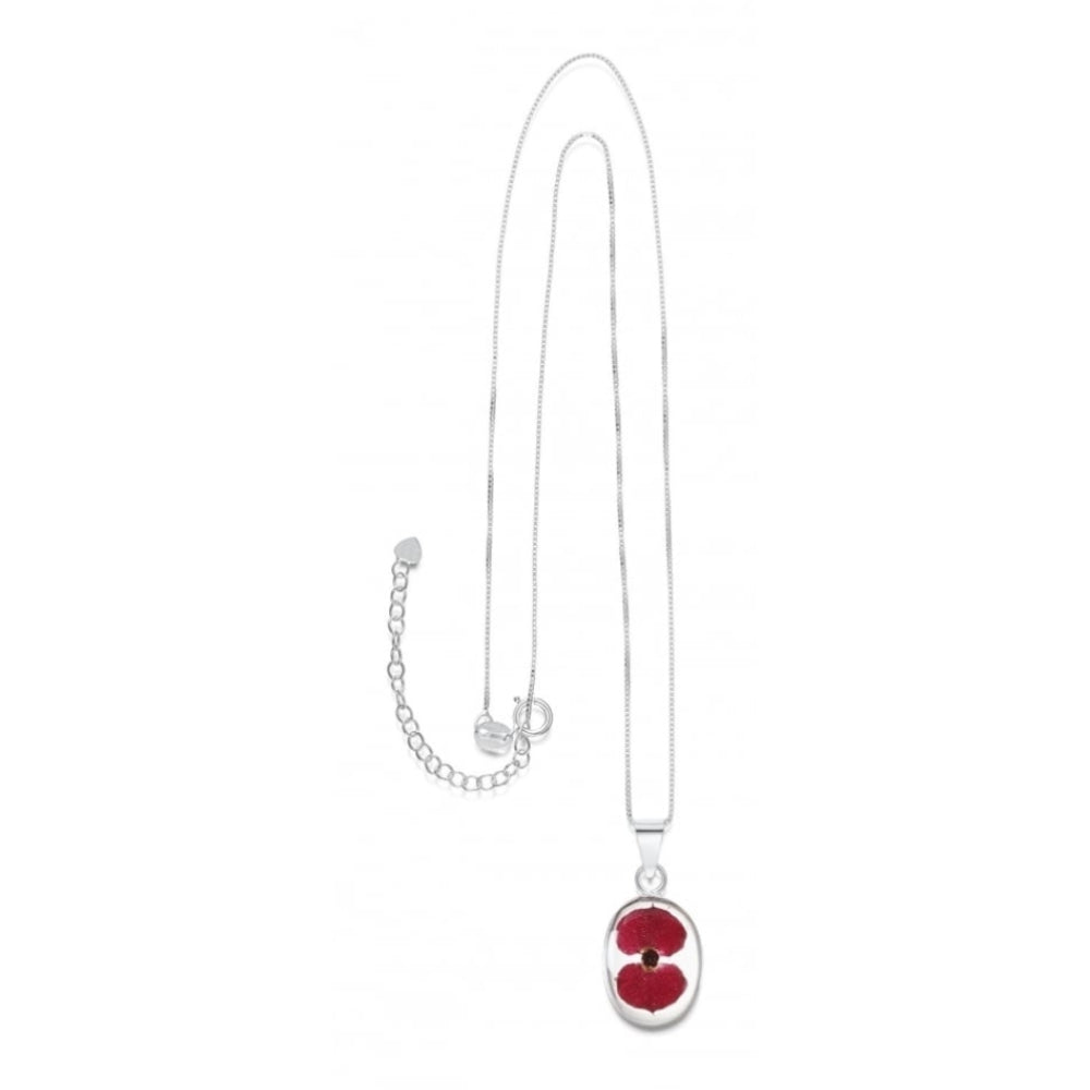 Silver Pendant - Poppy - Oval