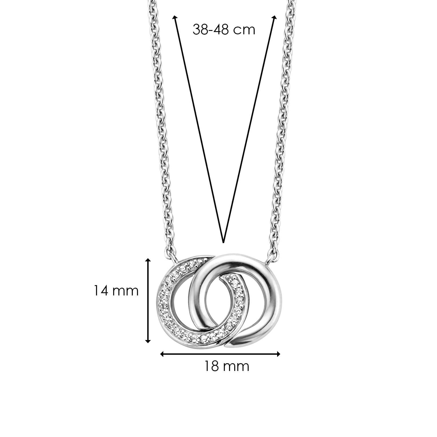 2 Entwined Circles CZ Pendant Necklace