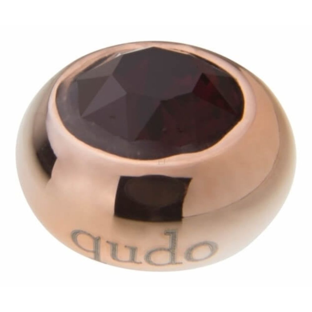 Famosa Rose Gold 10mm Tondo Ring Top Garnet