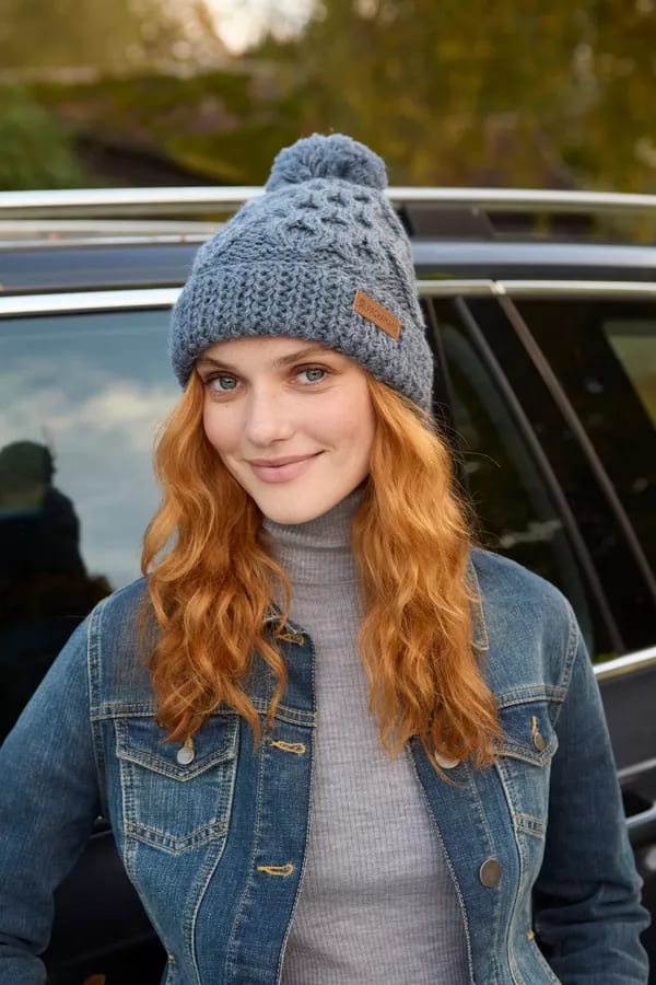 Enniskerry Bobble Beanie (Pure Merino) Slate Blue