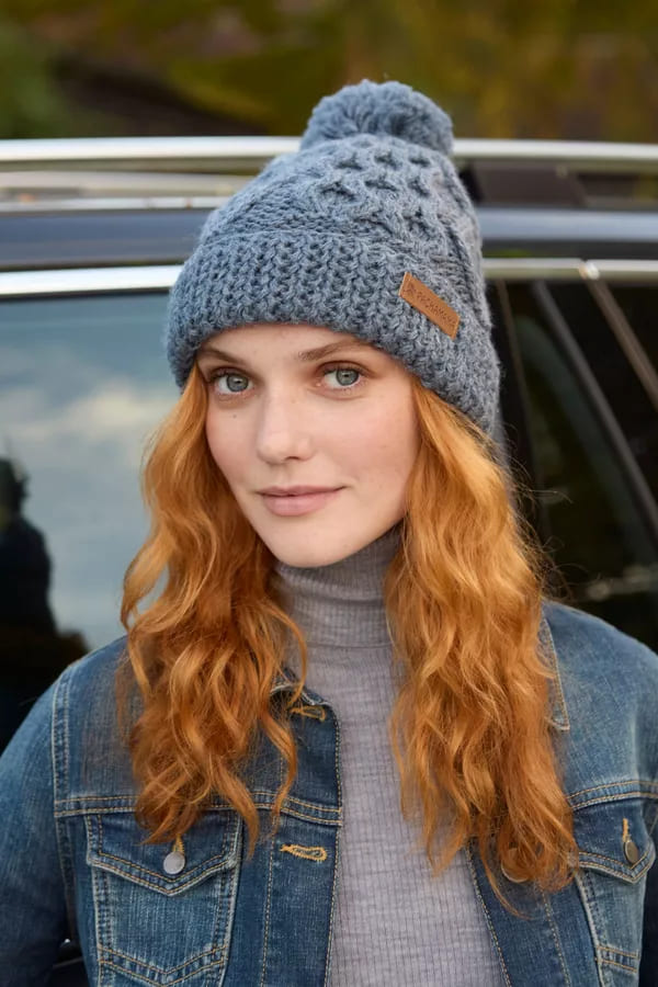 Enniskerry Bobble Beanie (Pure Merino) Slate Blue