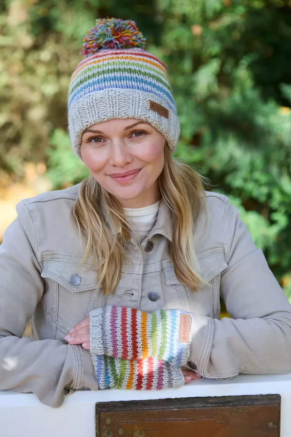 Hoxton Stripe Bobble Beanie (Pure Merino)