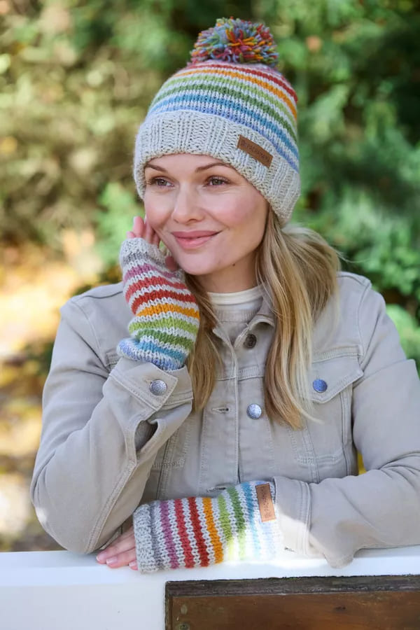 Hoxton Stripe Bobble Beanie (Pure Merino)