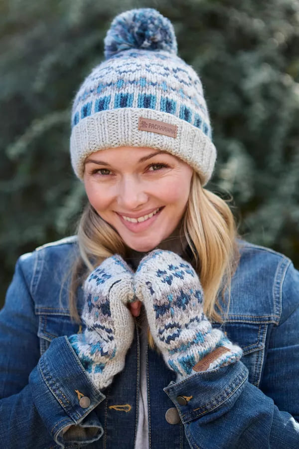 Loch Fyne Roll Back Bobble Beanie (Pure Merino) Blue