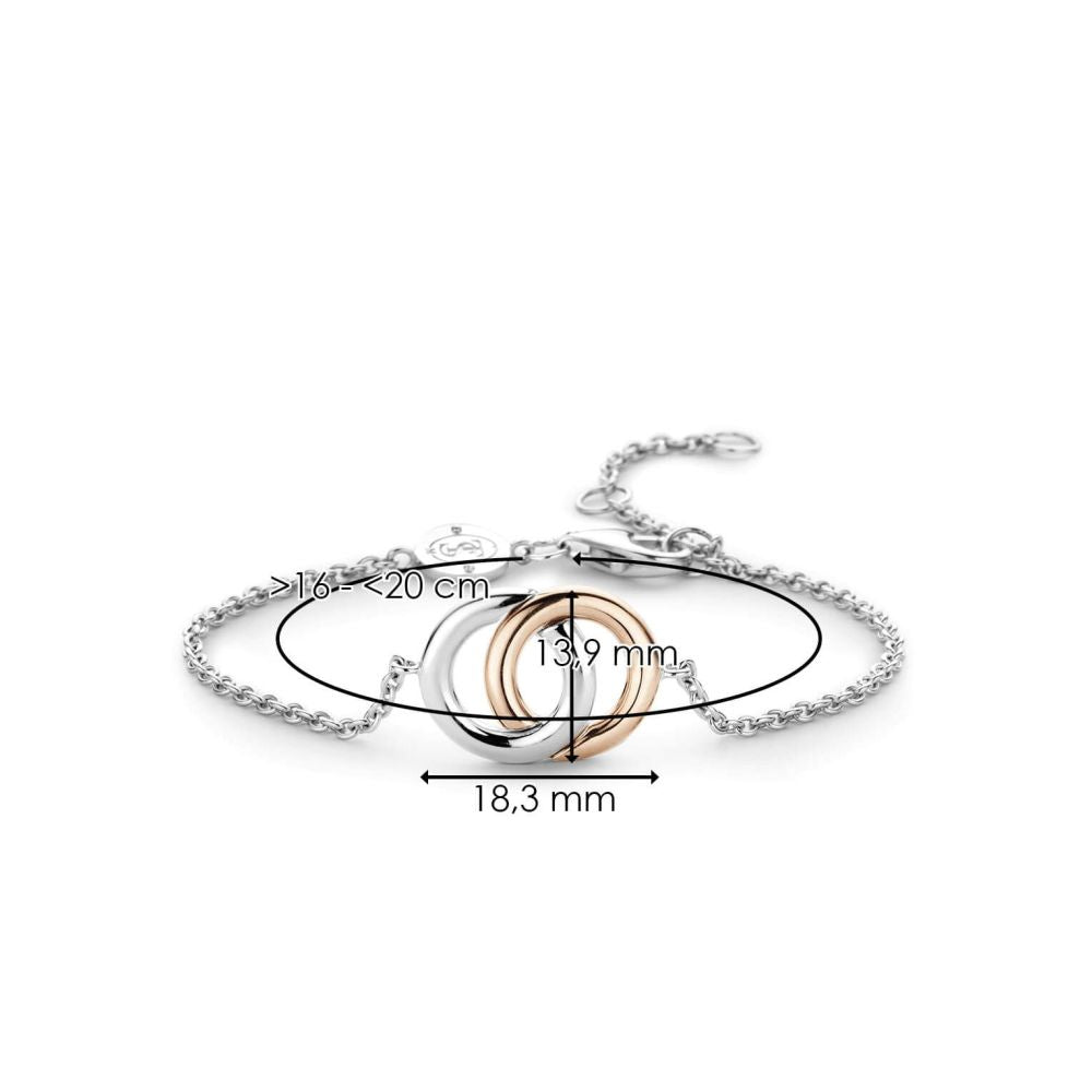Silver & Rose Gold Tone Entwined Circles Chain Bracelet
