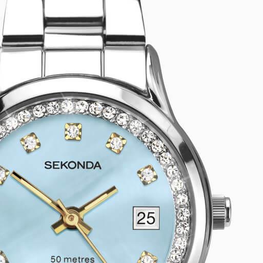 Catherine Blue Dial With Silver Case & SS Bracelet