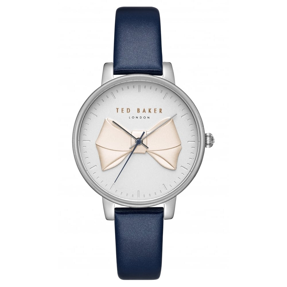 Ladies Stainless Steel White Dial With Blue Leather Strap Watch