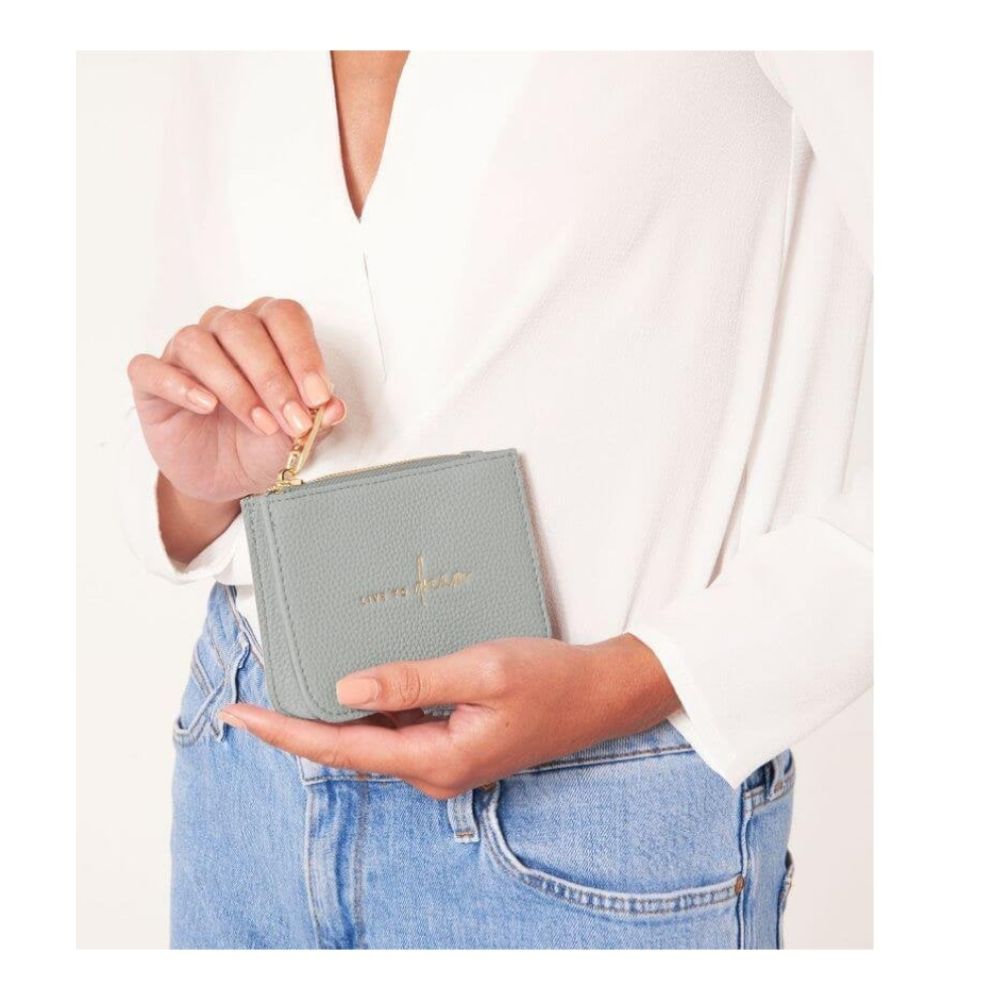 Stylish Structured Coin Purse | Live To Dream | Pale Grey | 7.7 X 10.7 X 2.7cm