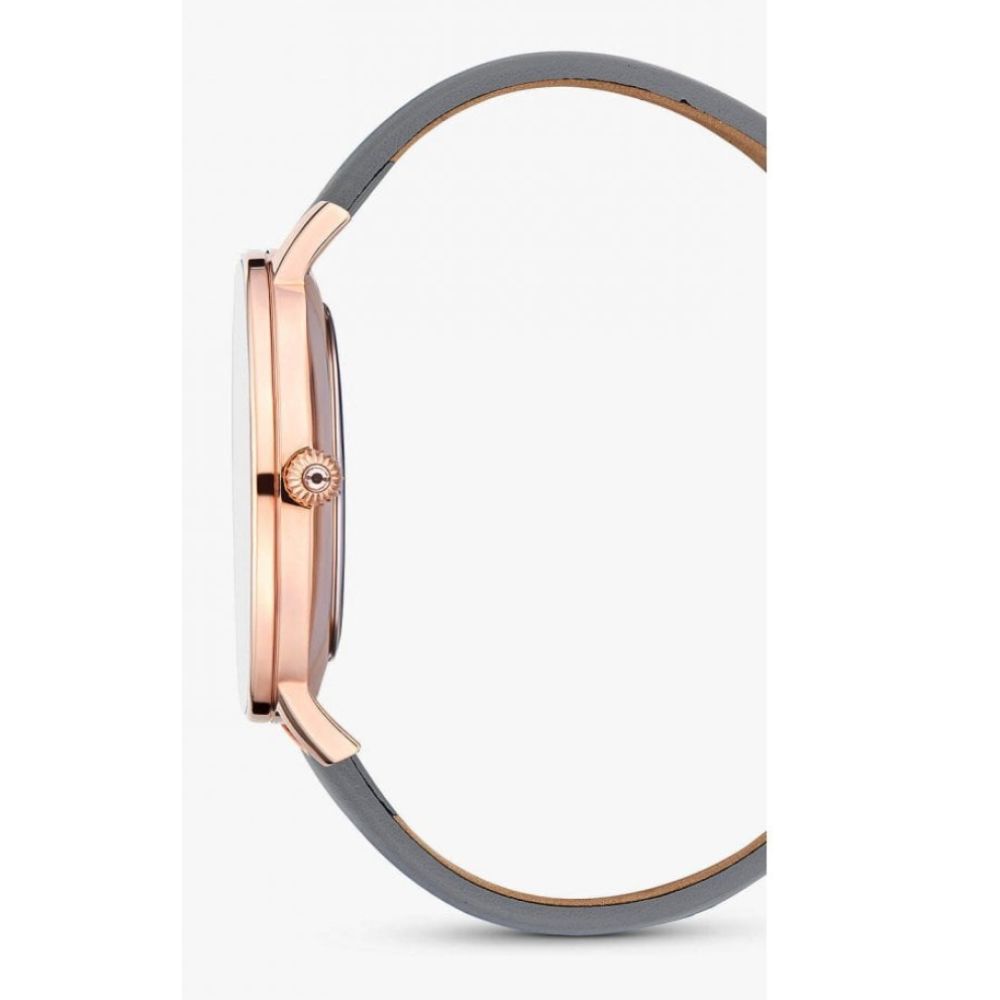 Rose Gold Case With Grey & White Dial & Grey Leather Strap Ladies Watch
