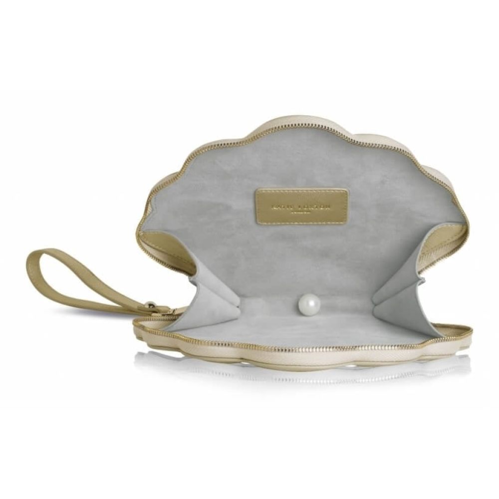 The World Is Your Oyster - Gold Shell Clutch Bag