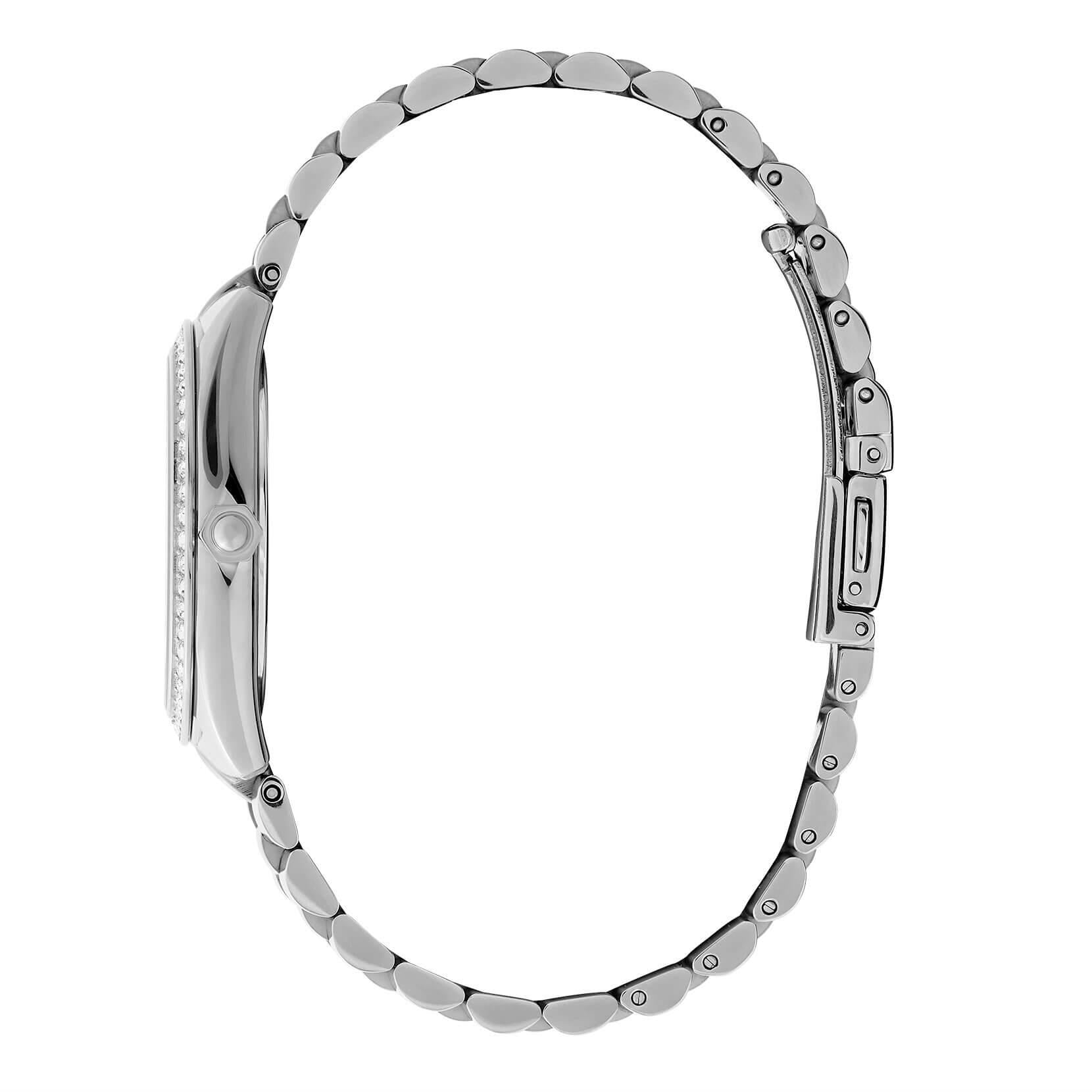 Bejewelled Silver Dial & Two Tone Bracelet Watch