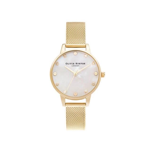 Midi Mother Of Pearl Dial Pale Gold Mesh Bracelet Ladies Watch