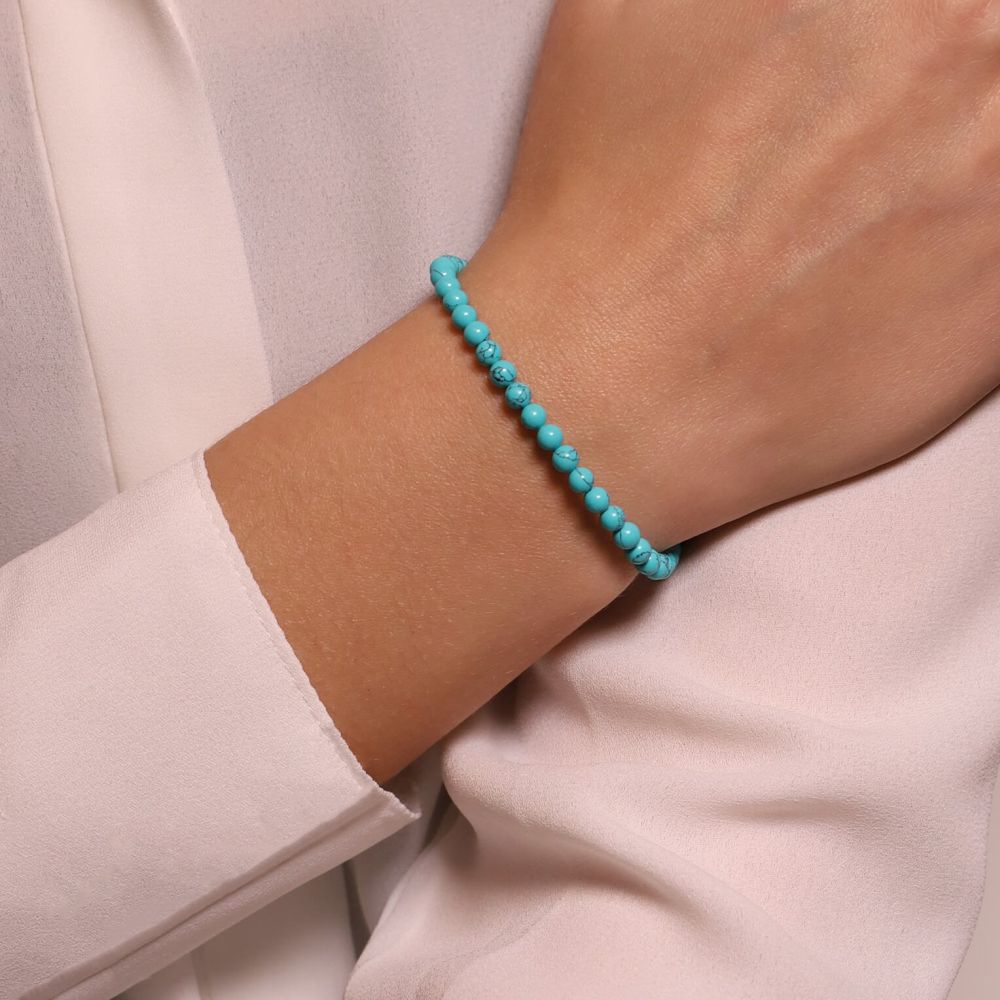Turquoise Beads Silver Bracelet