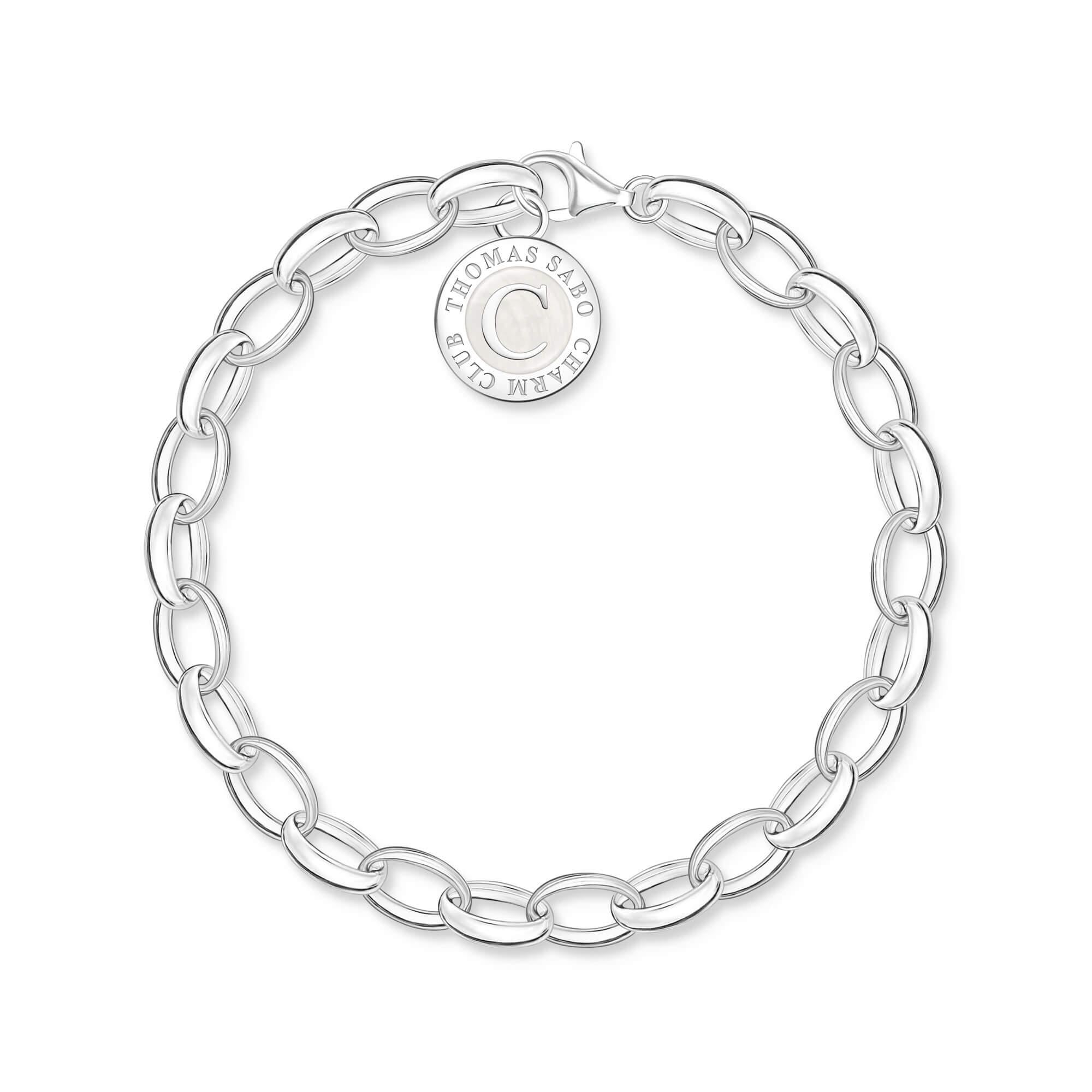 Member Charm Wide Anchor Link Bracelet With White Charmista Disc