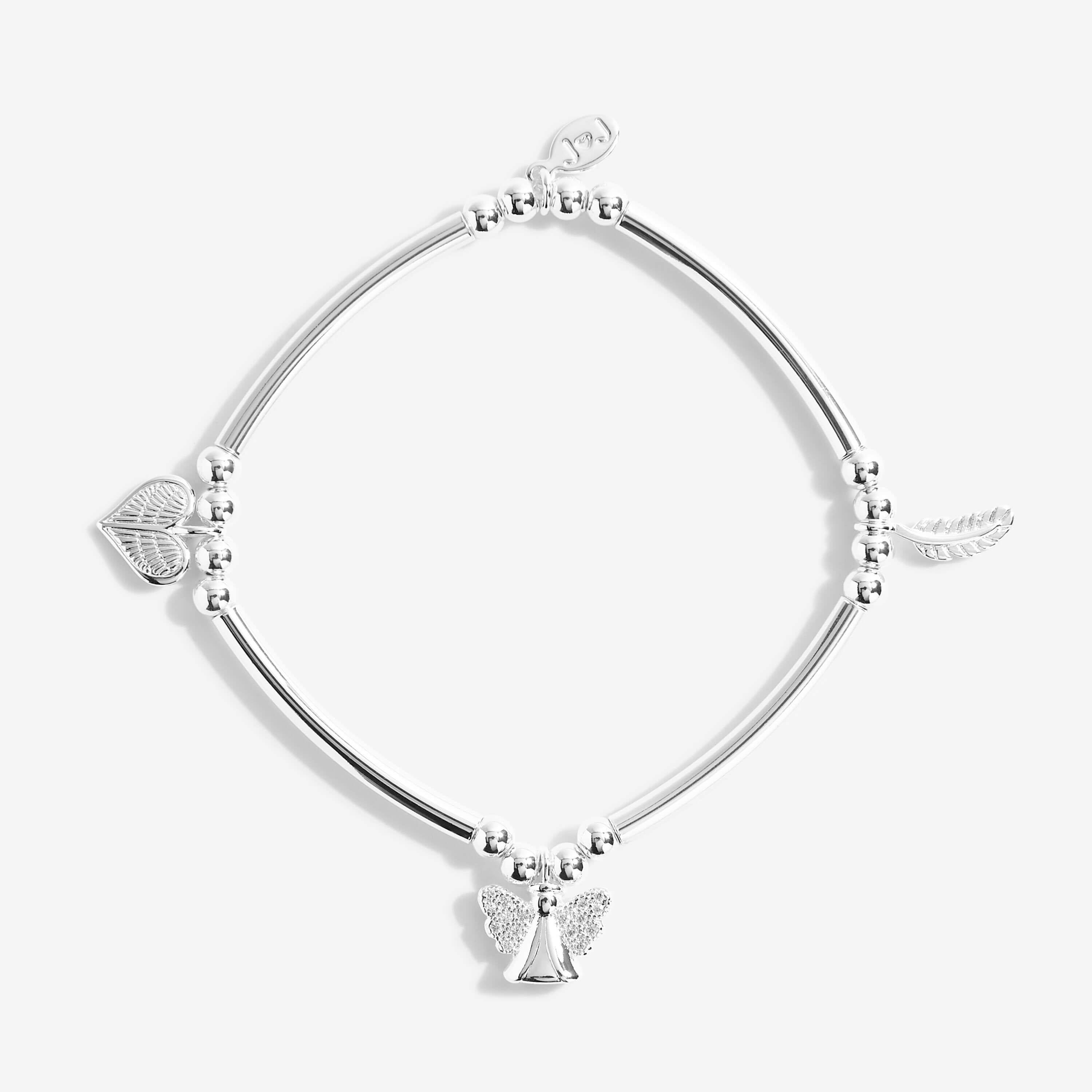 Life's A Charm | Feathers Appear When Angels Are Near | Silver | Charm Bracelet | 17.5cm Stretch