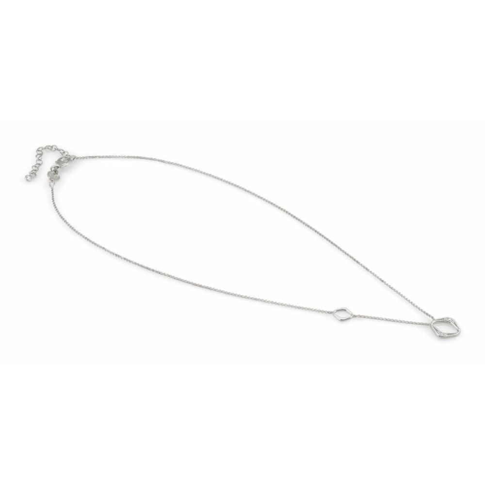 Sterling Silver Necklace With Cubic Zirconia Rhombus