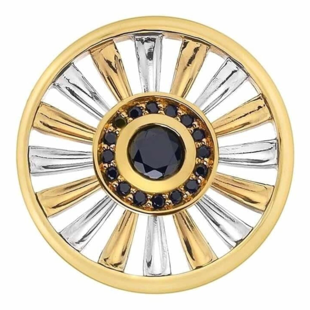 Art Deco Sunrise Silver &  Yellow Gold Plate Coin - 25 mm