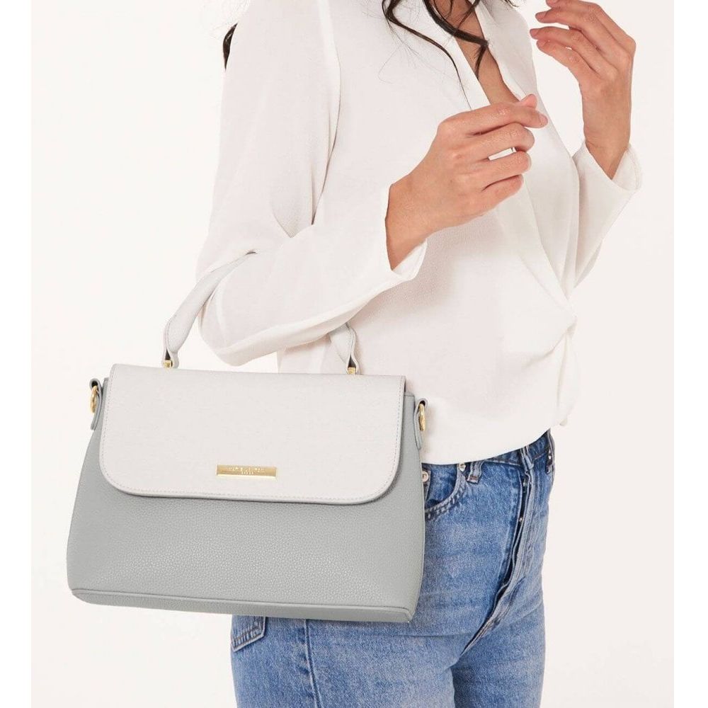 Talia Two Tone Messenger Bag | White And Pale Grey | 19.5 X 24.5 X 8cm