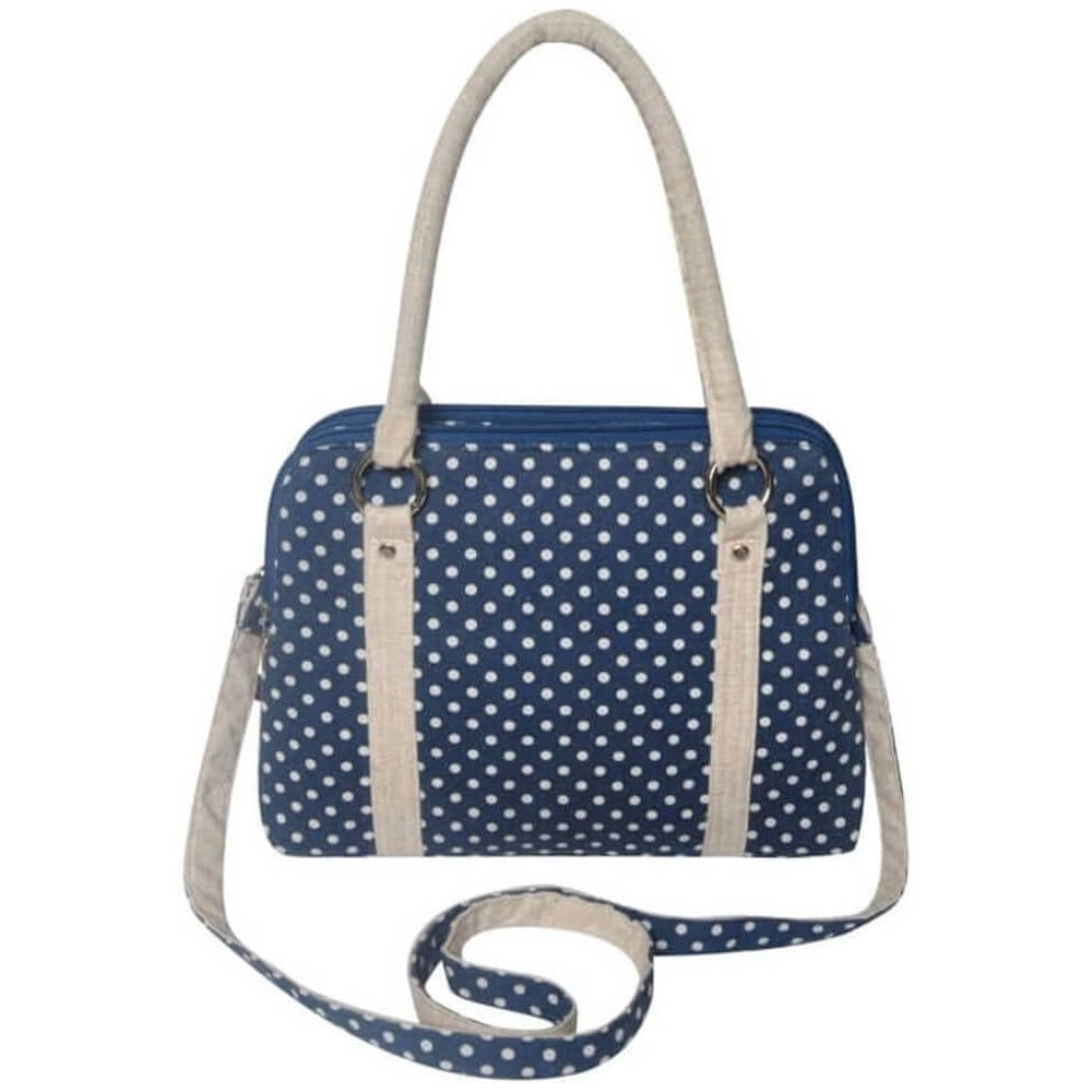 Navy Blue Spot Linen Alice Bag