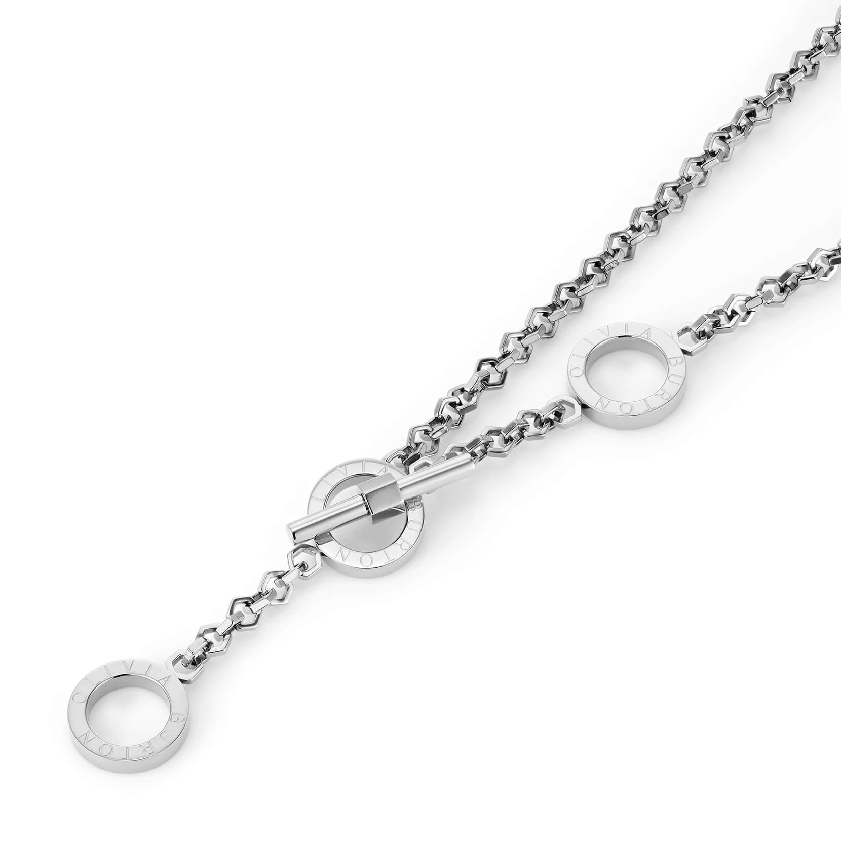 Signature Honeycomb Toggle Silver Tone Necklace