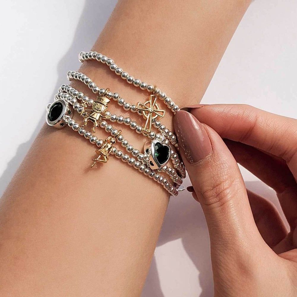 A Little | Celtic Cross (Irish) | Silver And Yellow Gold | Bracelet | 17.5cm Stretch