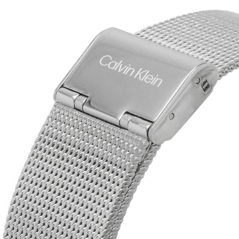 Twisted Bezel Silver Dial & Stainless Steel Mesh Bracelet Ladies Watch