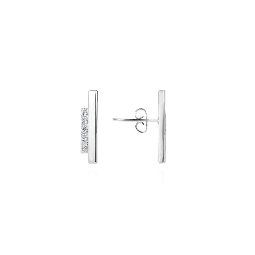 Adeline | Silver | Pave Bar | Earrings