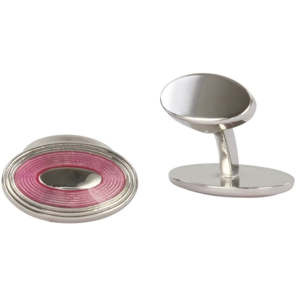 Oval Enamel Pink David Aster Cufflinks