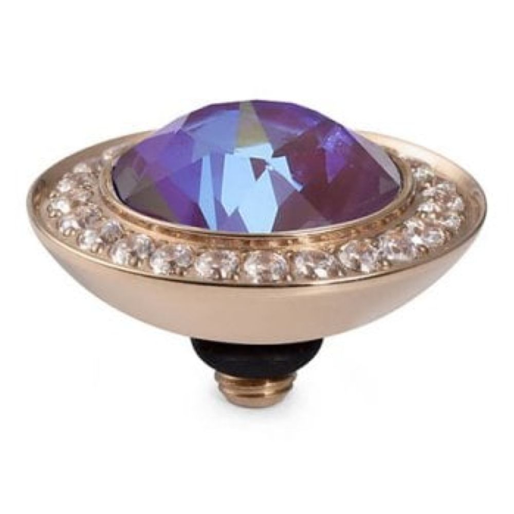 13mm Interchangeable Tondo Deluxe Burgundy Delite Crystal Top in RG With Crystal Bordered