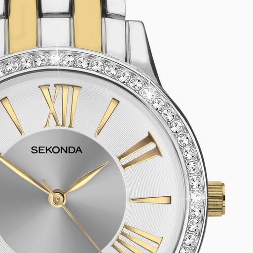 Charlotte Two Tone Alloy Case & Bracelet with Silver Dial Ladies Watch