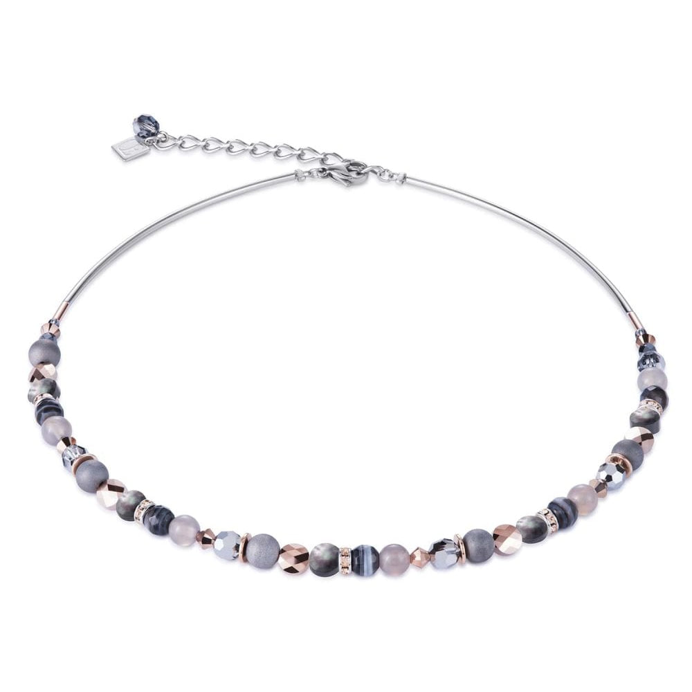 Grey & Rose Gold Crystals Necklace