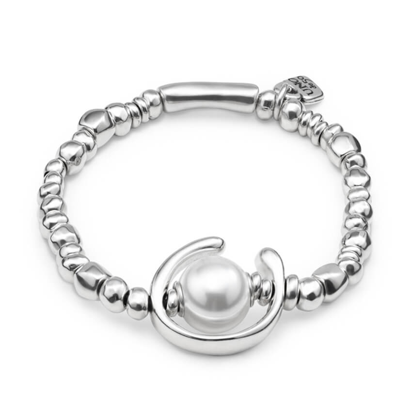 Silver Plated Beads Bracelet With Pearl