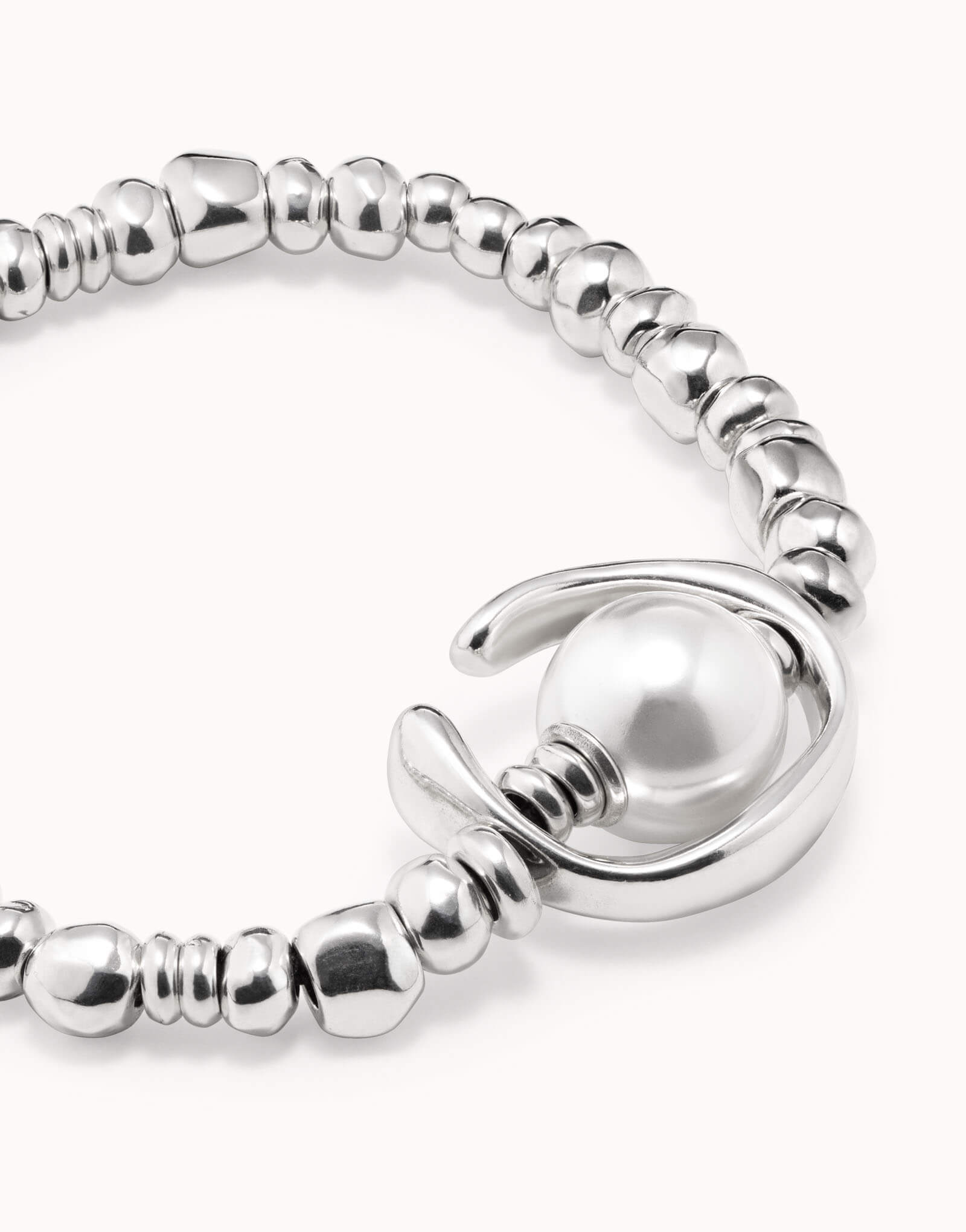Silver Plated Beads Bracelet With Pearl