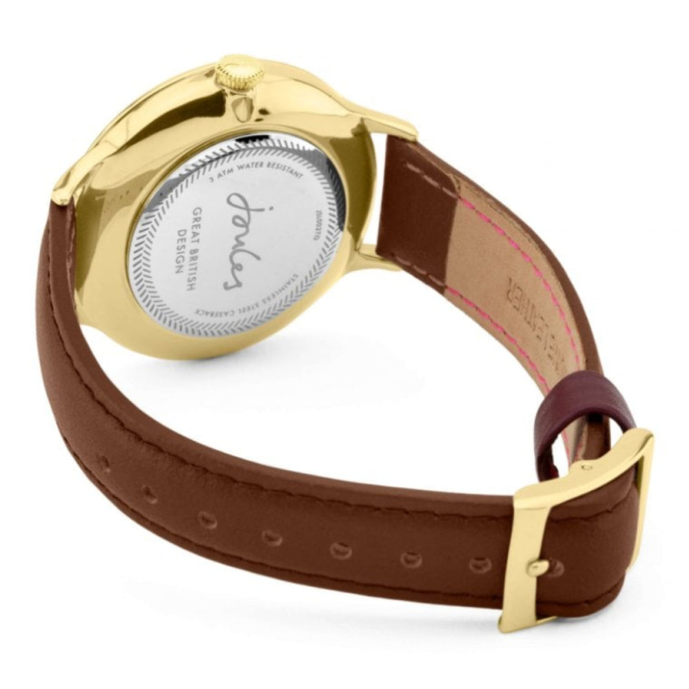 Tan Leather Strap Gold Mirror Dial Ladies Watch