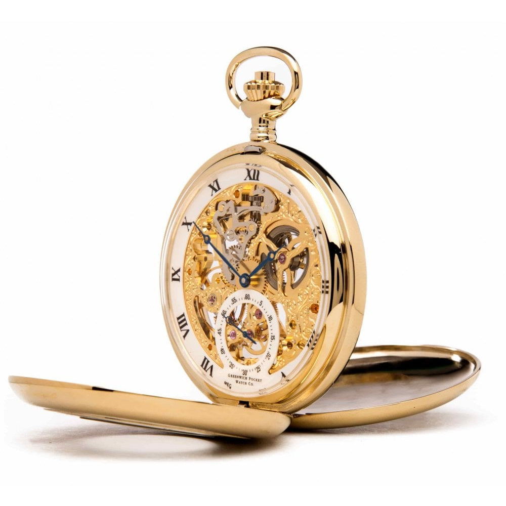 The Bridewell - Gold Plated Mechanical Double Half Hunter Pocket Watch
