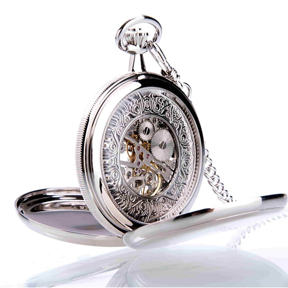 The St James - Chrome Mechanical Double Hunter Pocket Watch
